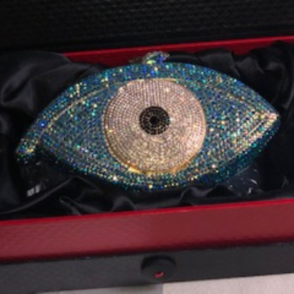 Brand NWT Handmade EvilEye Crystal Clutch